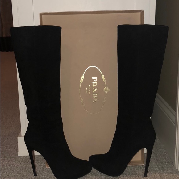 Prada Black Suede High Boot - Picture 2 of 8